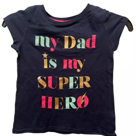 MY DAD IS MY SUPER HERO SHORT SLEEVE TSHIRT BY WONDER NATION GIRLS XS - Picture 5 of 8